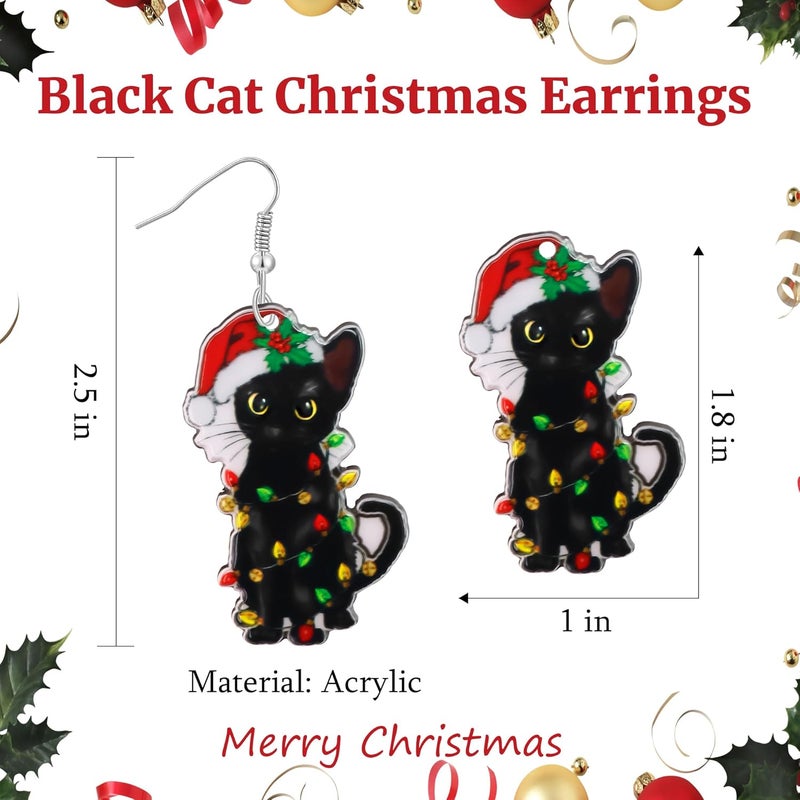 PEALICIOUS Christmas Earrings for Women Cute Cat Earings Christmas Tree Cakes Accessories Gingerbread House Earrings Dangling Pink Xmas Gifts Matching Womens Xmas Costume Holiday Jewelry - Image 5